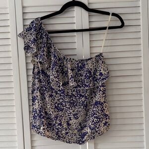 American Eagle Outfitters Blue and Cream Floral Blouse